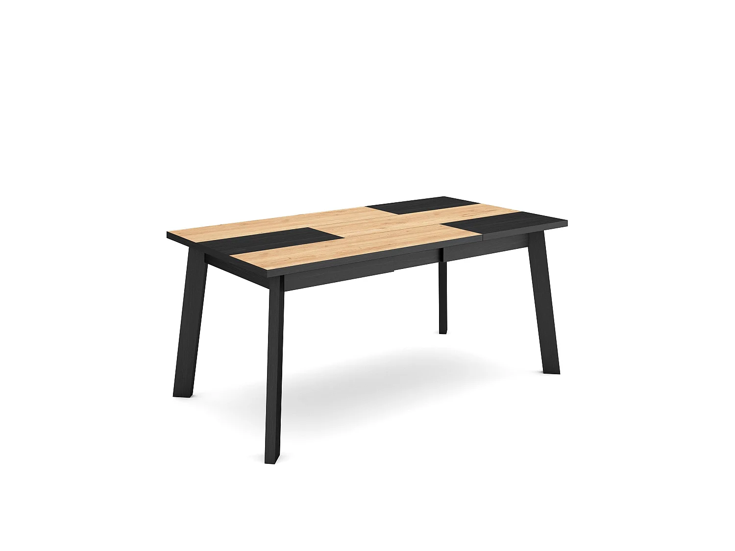 Eettafel, 167x90x75cm, Voor 8 personen, Houten poten, Eiken/Zwart