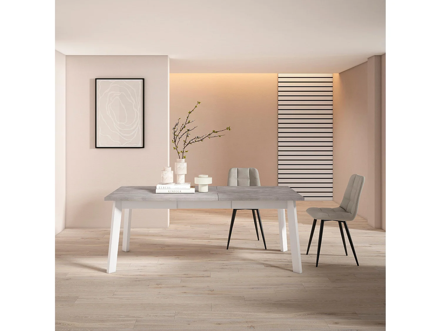 Table à manger, 200, Pour 10 personnes, Pieds en bois, Ciment