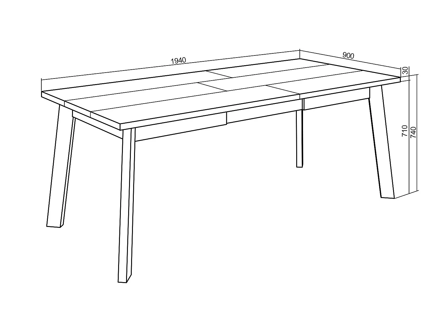 Table à manger, 200, Pour 10 personnes, Pieds en bois, Ciment