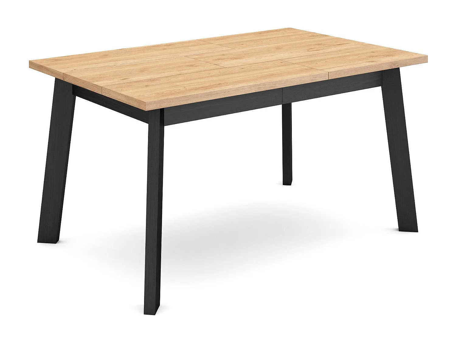Table à manger, 140x90x75cm, Pour 6 personnes, Pieds en bois, Chêne et noir