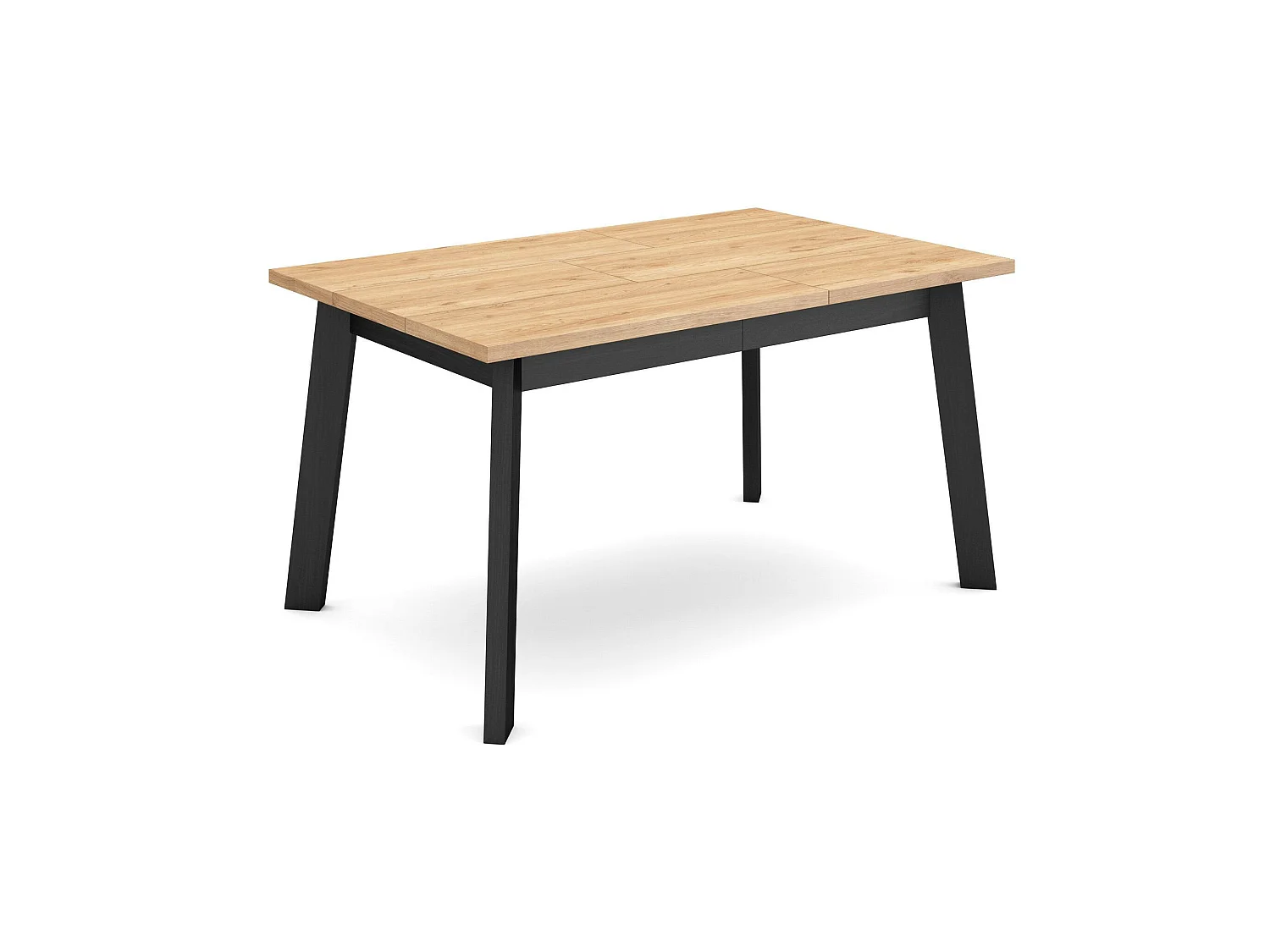 Eettafel, 140x90x75cm, Voor 6 personen, Houten poten, Eiken/Zwart