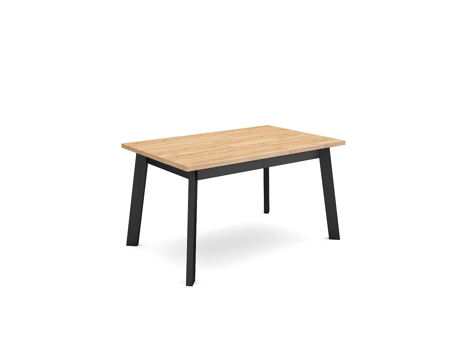 Table à manger, 140x90x75cm, Pour 6 personnes, Pieds en bois, Chêne et noir