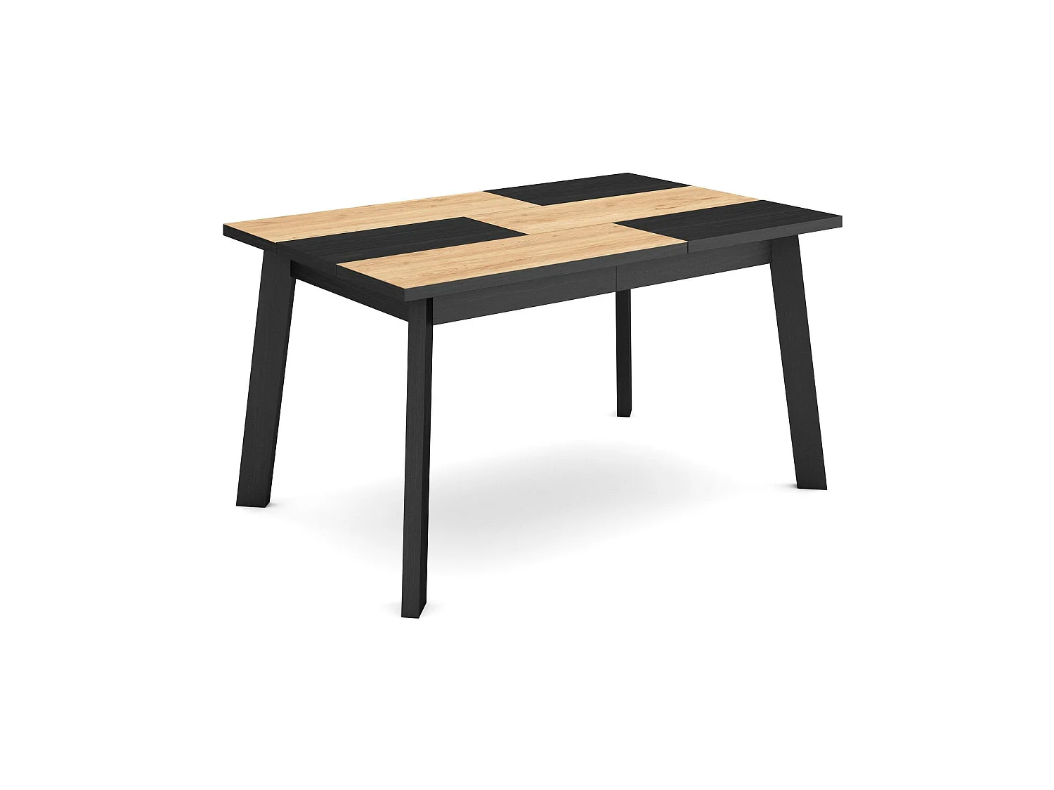 Eettafel, 140x90x75cm, Voor 6 personen, Houten poten, Eiken/Zwart