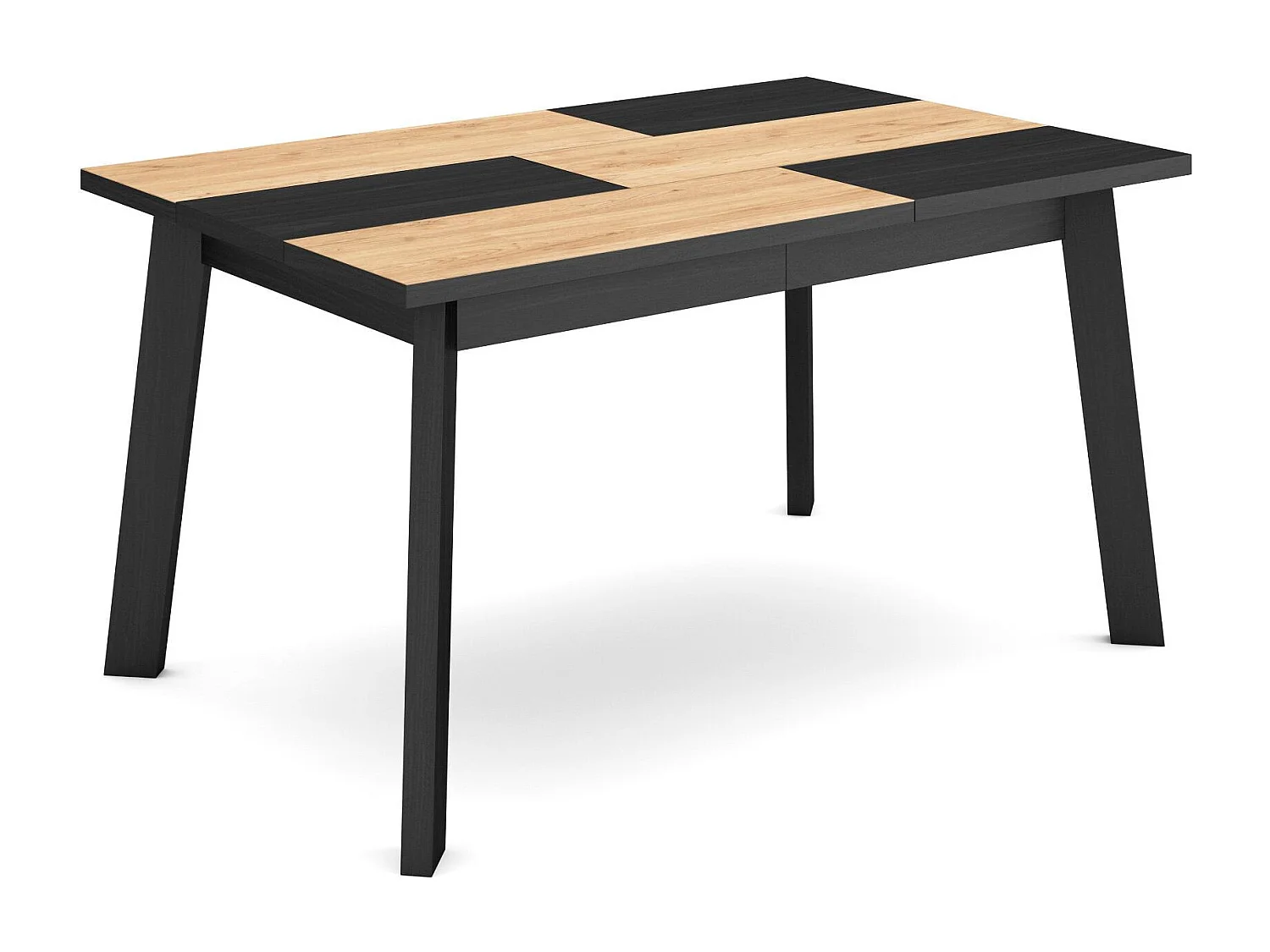 Eettafel, 140x90x75cm, Voor 6 personen, Houten poten, Eiken/Zwart