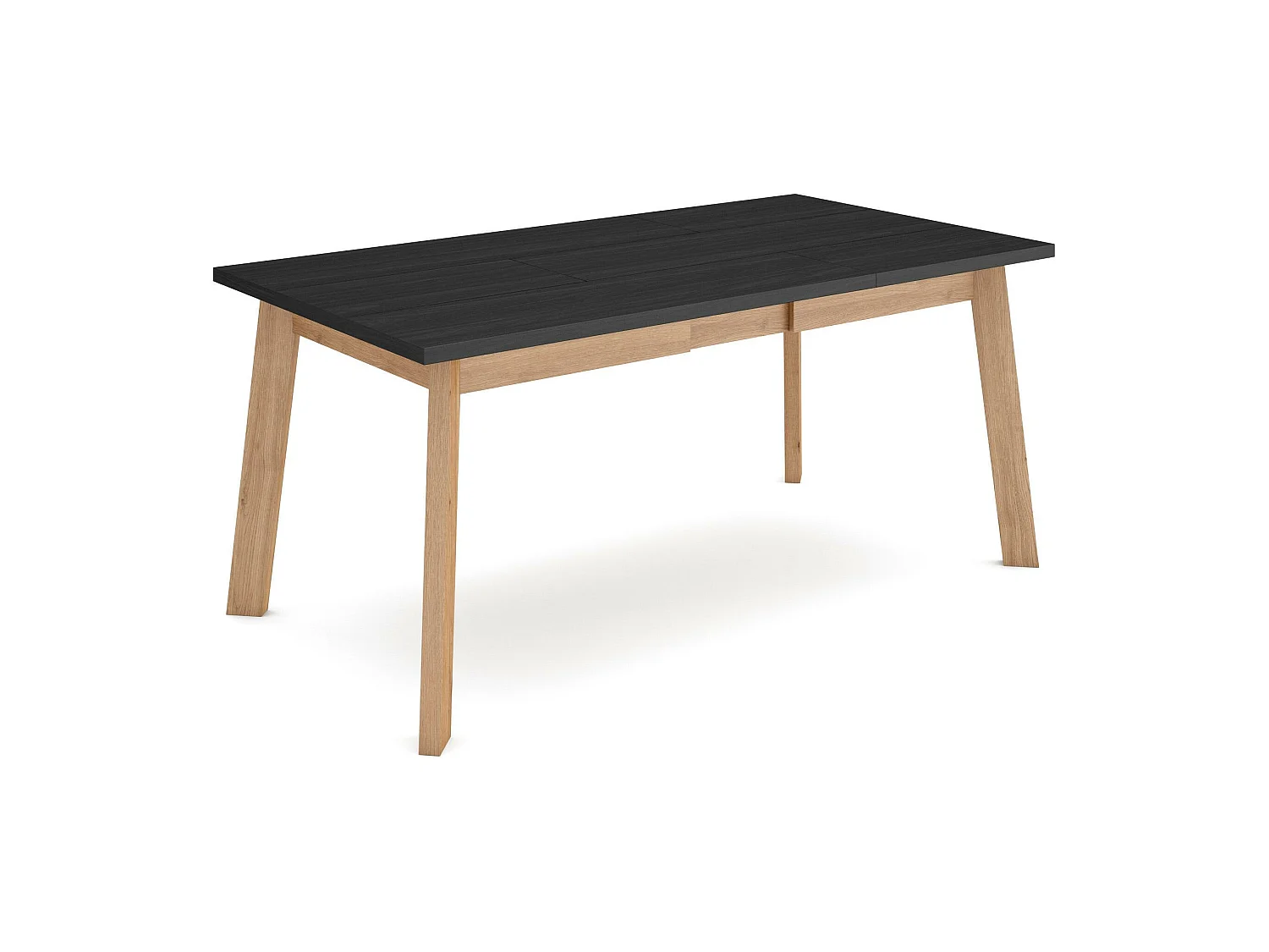 Table à manger, 167x90x75cm, Pour 8 personnes, Pieds en bois, Noir et chêne