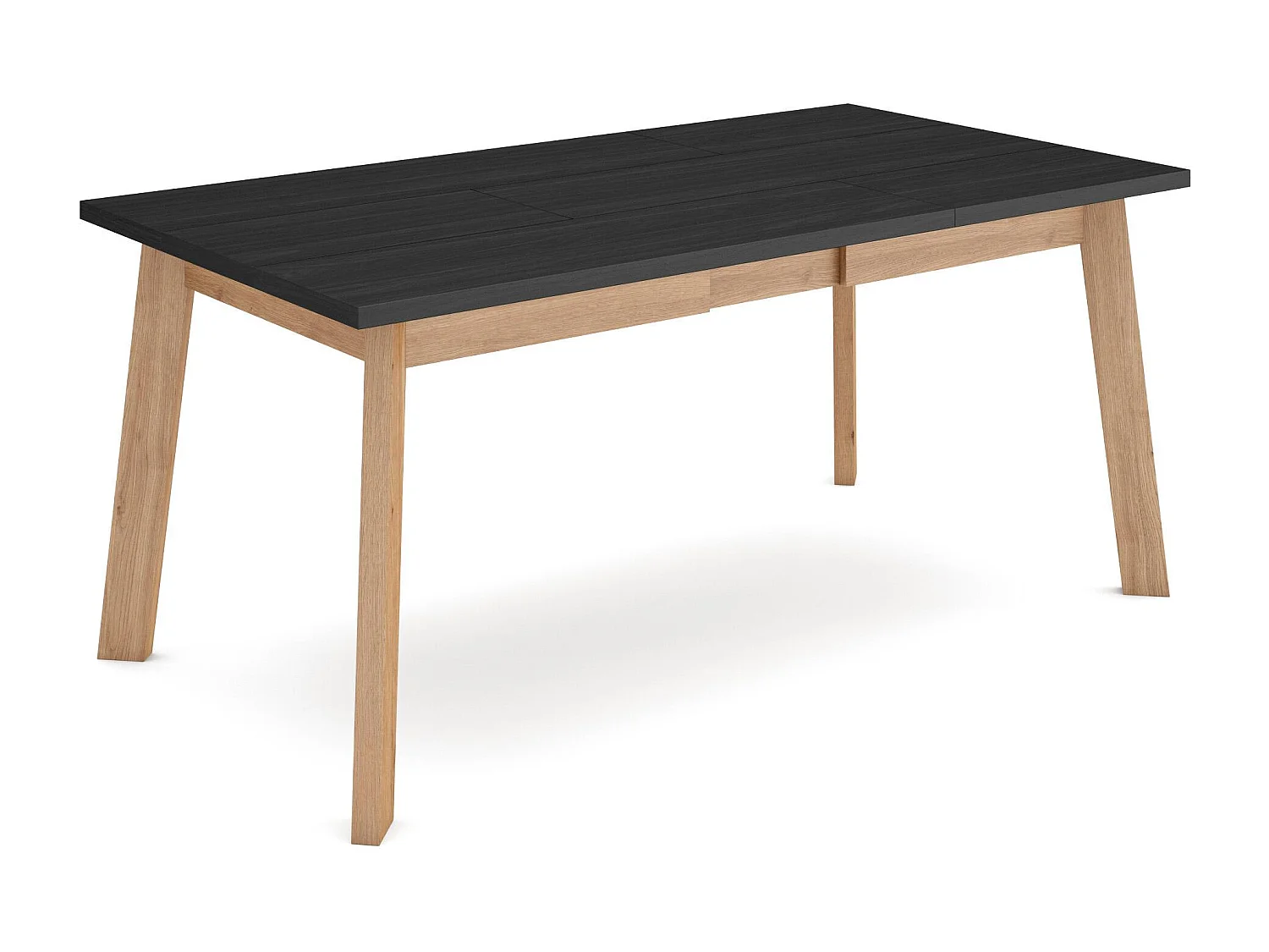 Table à manger, 167x90x75cm, Pour 8 personnes, Pieds en bois, Noir et chêne