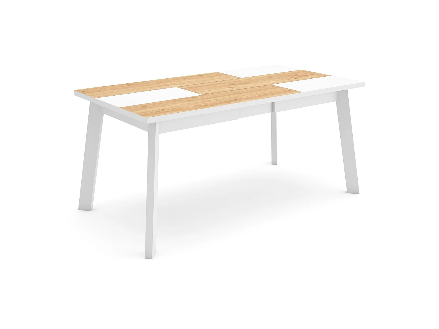 Eettafel, 167x90x75cm, Voor 8 personen, Houten poten, Eiken/Wit