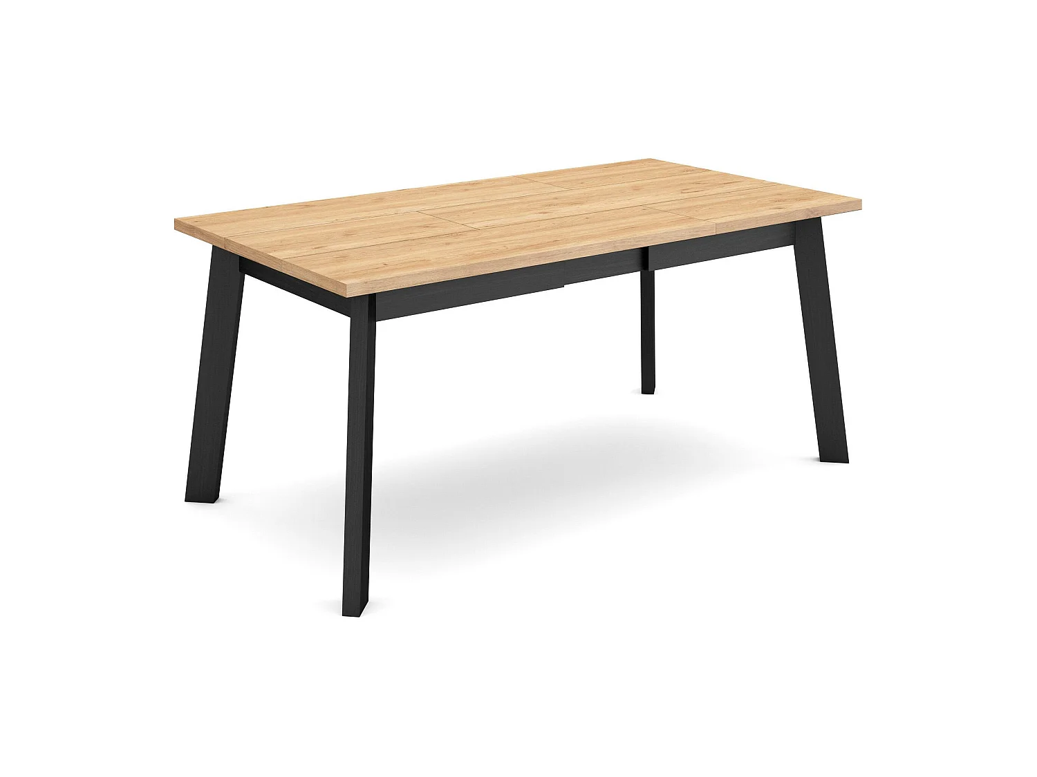 Table à manger, 167x90x75cm, Pour 8 personnes, Pieds en bois, Chêne et noir