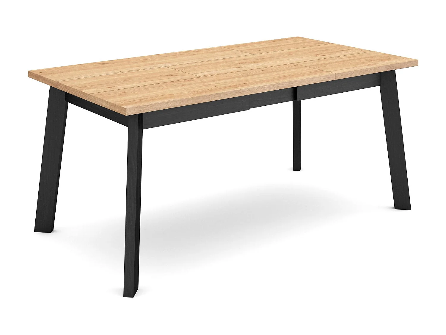Table à manger, 167x90x75cm, Pour 8 personnes, Pieds en bois, Chêne et noir