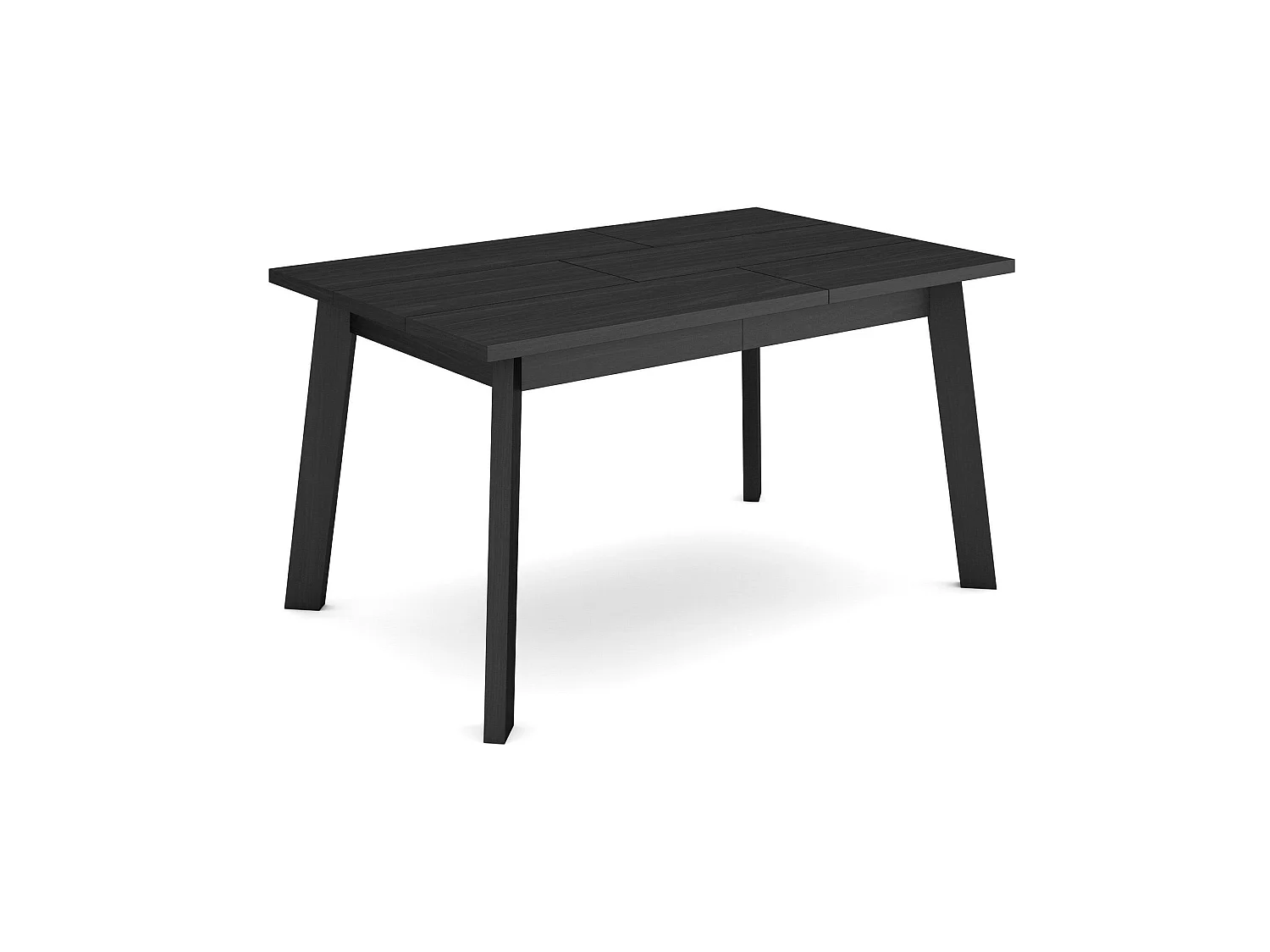 Table à manger, 140x90x75cm, Pour 6 personnes, Pieds en bois, Noir