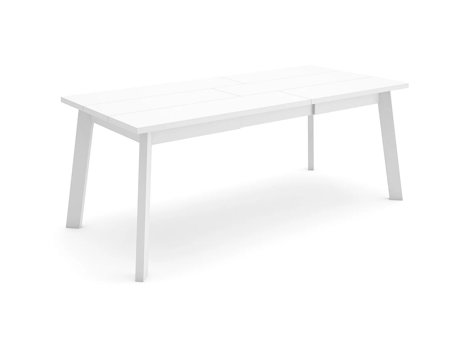 Table à manger, 194x90x75cm, Pour 10 personnes, Pieds en bois, Blanc