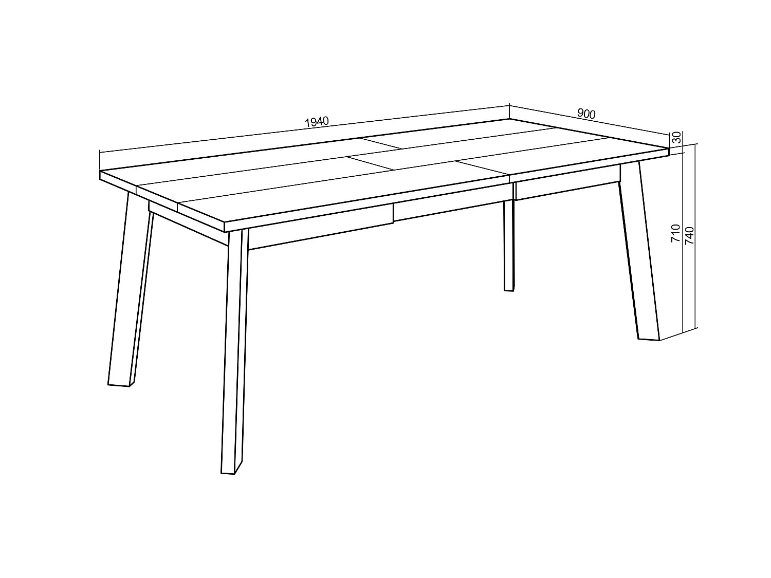 Table à manger, 194x90x75cm, Pour 10 personnes, Pieds en bois, Blanc