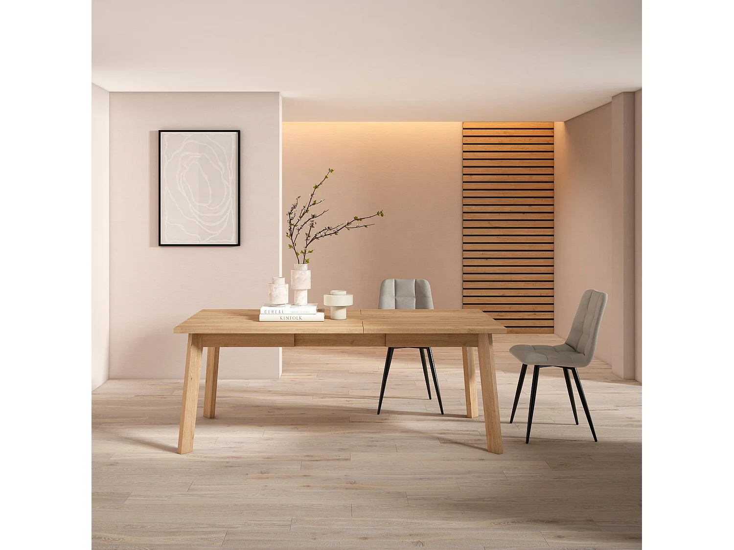 Eettafel, 194x90x75cm, Voor 10 personen, Houten poten, Eiken