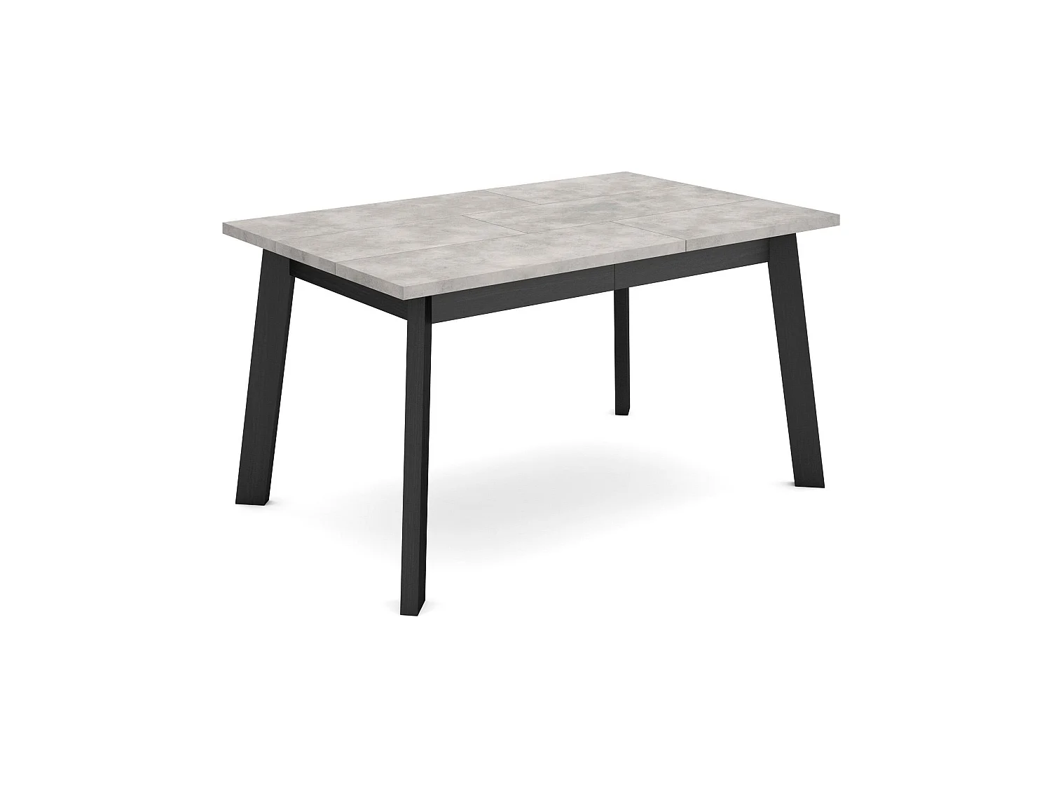 Table à manger, 140x90x75cm, Pour 6 personnes, Pieds en bois, Ciment