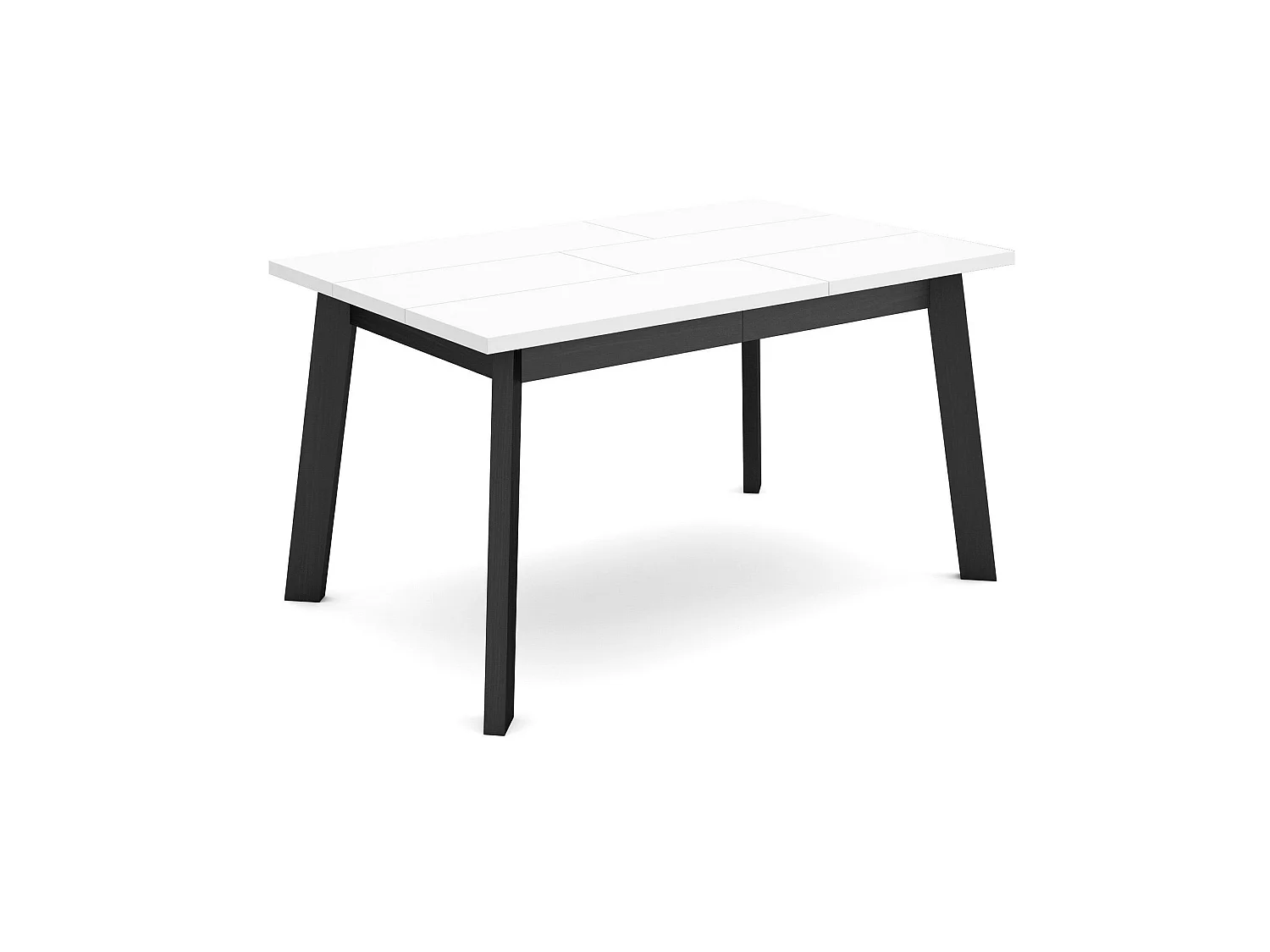 Table à manger, 140x90x75cm, Pour 6 personnes, Pieds en bois, Blanc