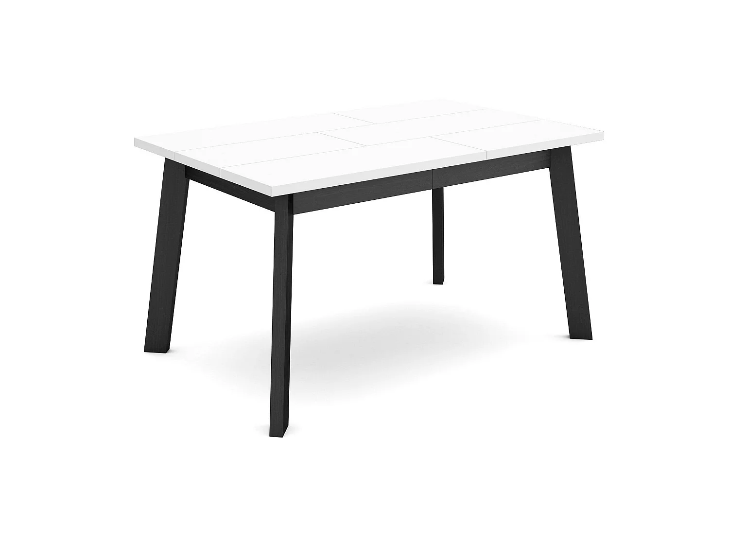 Table à manger, 140x90x75cm, Pour 6 personnes, Pieds en bois, Blanc