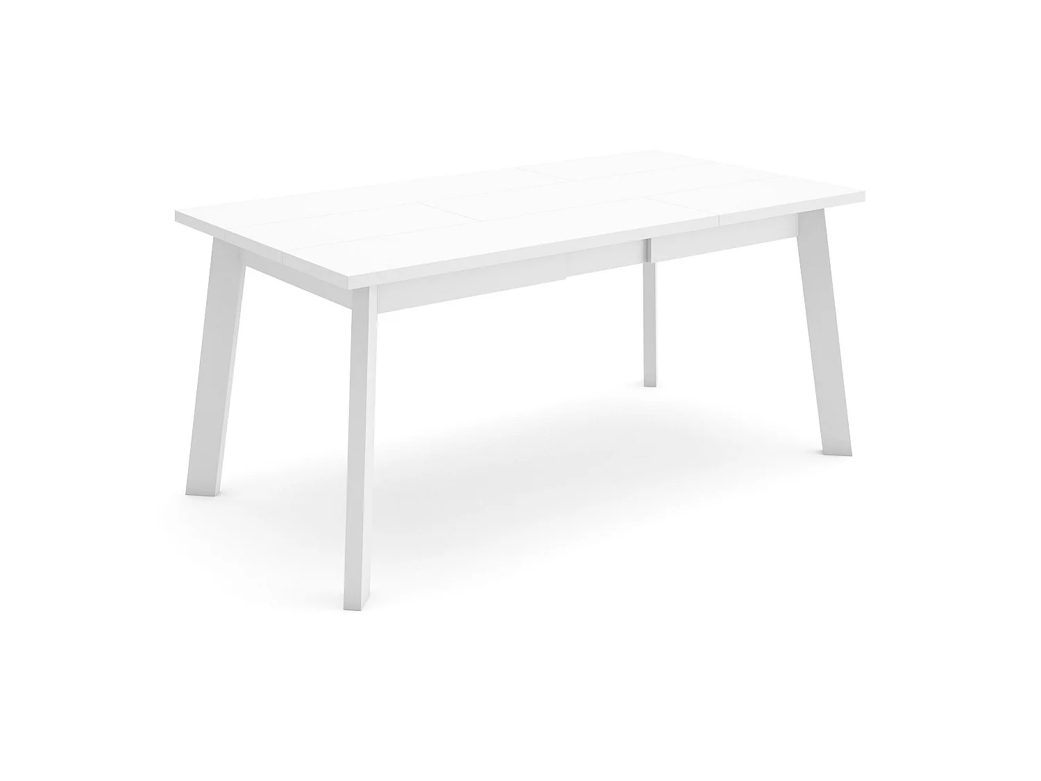 Table à manger, 167x90x75cm, Pour 8 personnes, Pieds en bois, Blanc