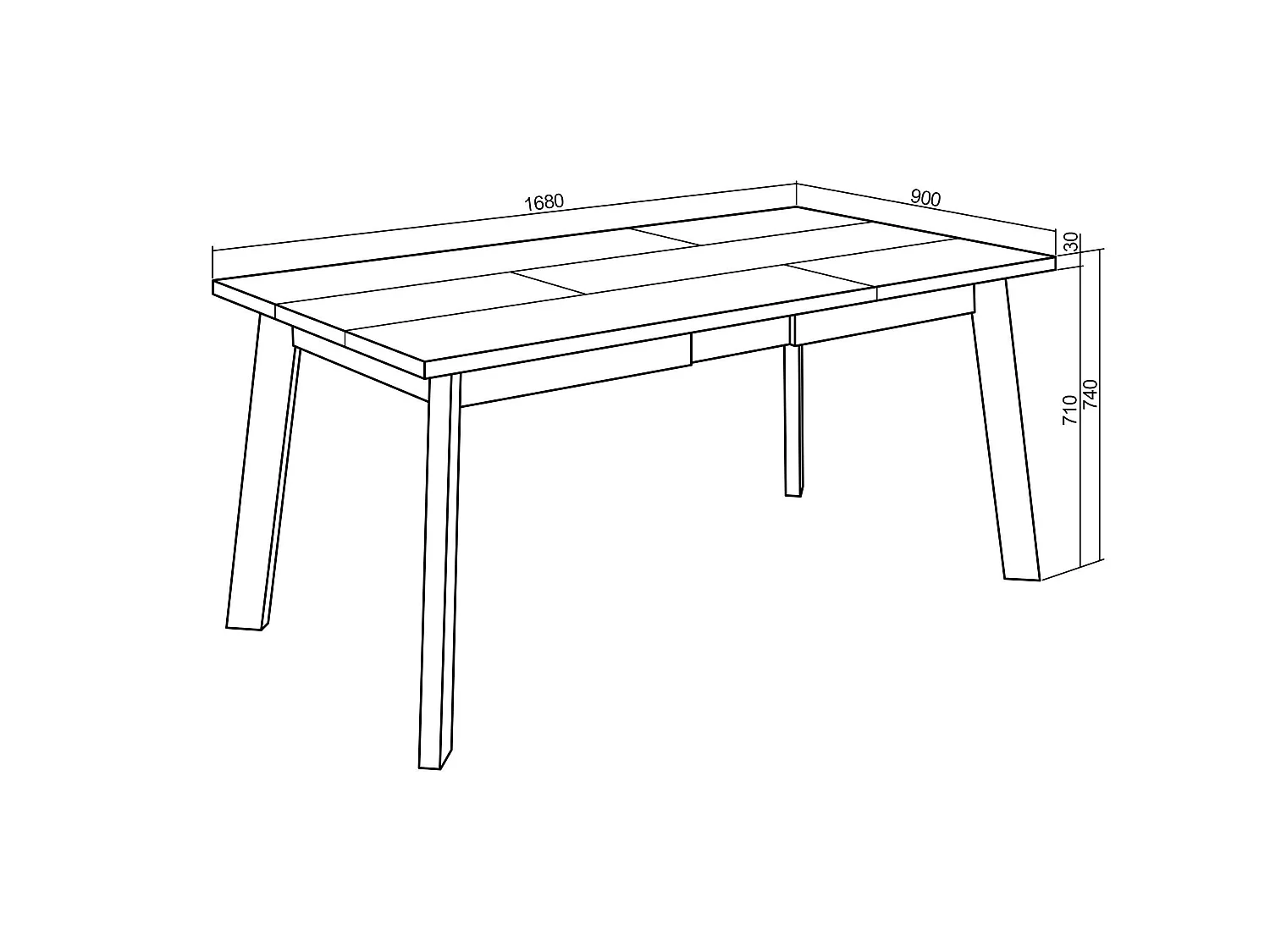 Table à manger, 167x90x75cm, Pour 8 personnes, Pieds en bois, Blanc