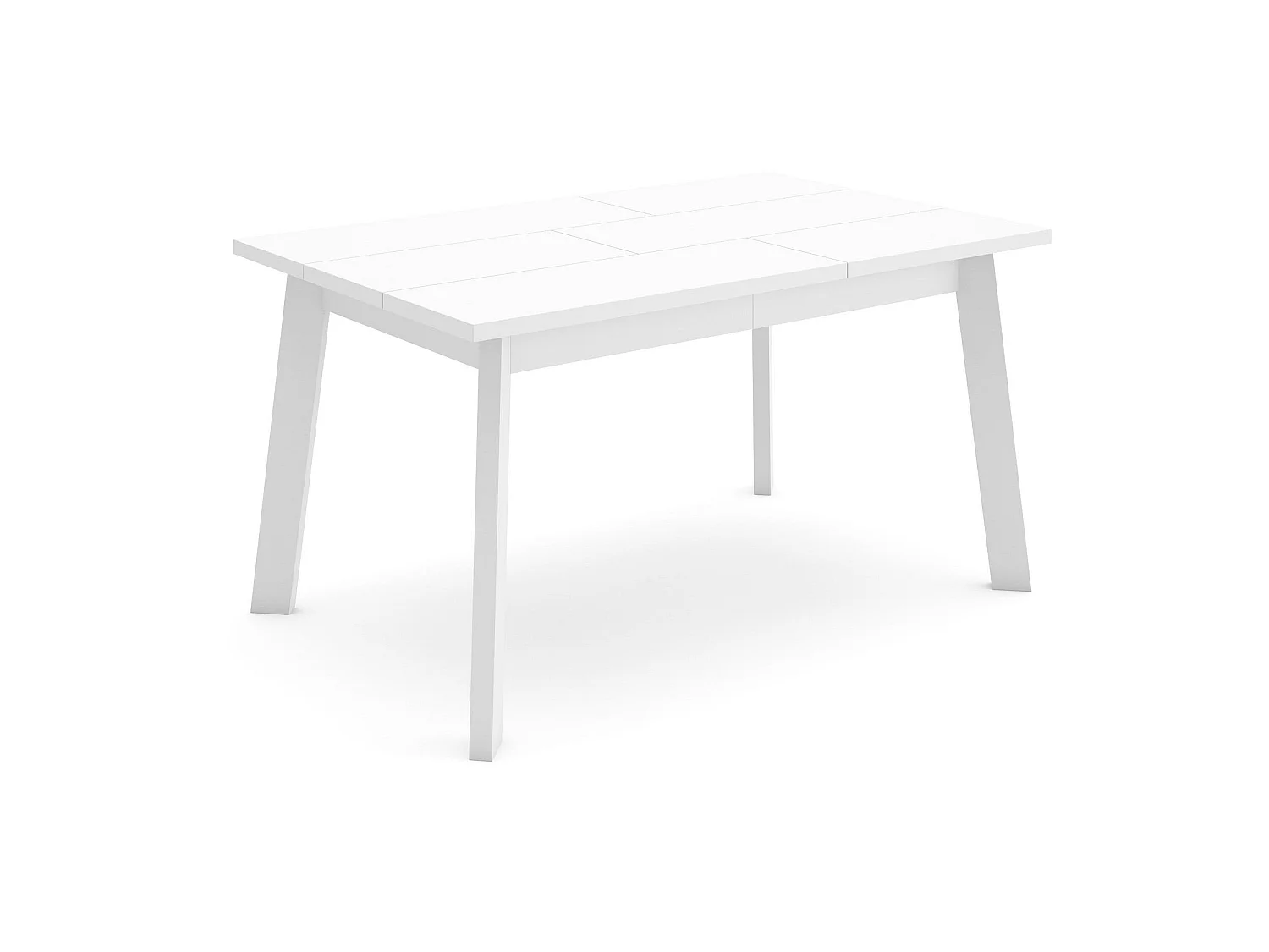 Table à manger, 140x90x75cm, Pour 6 personnes, Pieds en bois, Blanc