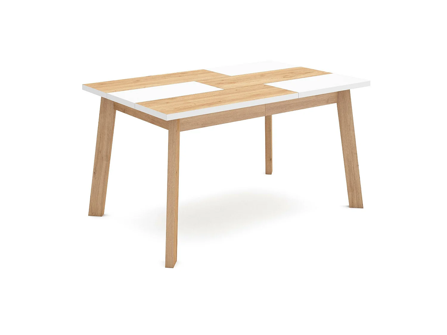 Tavolo da Pranzo, 140, Per 6 persone, Gambe in legno, Rovere e bianco