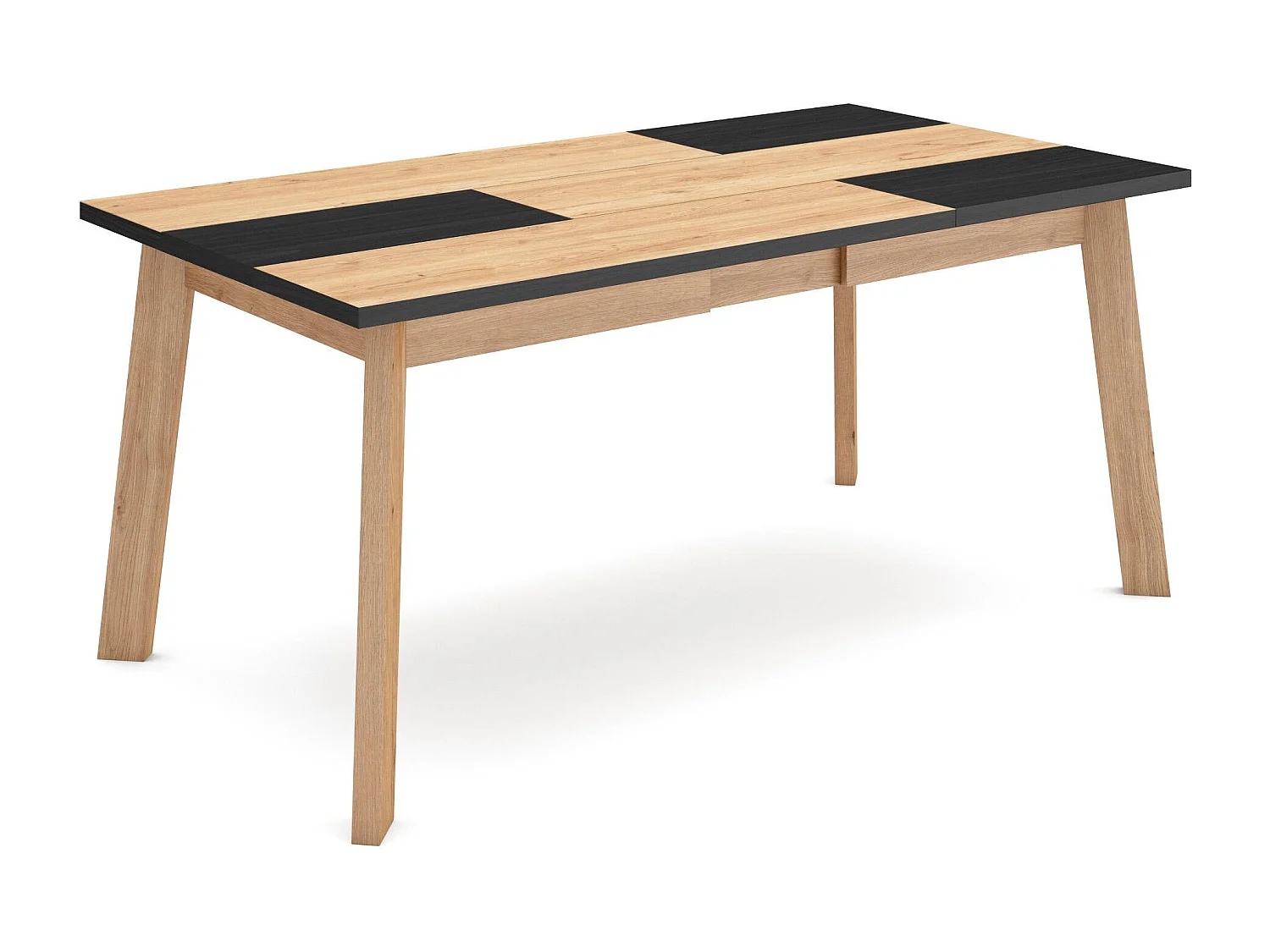 Table à manger, 167x90x75cm, Pour 8 personnes, Pieds en bois, Chêne et noir