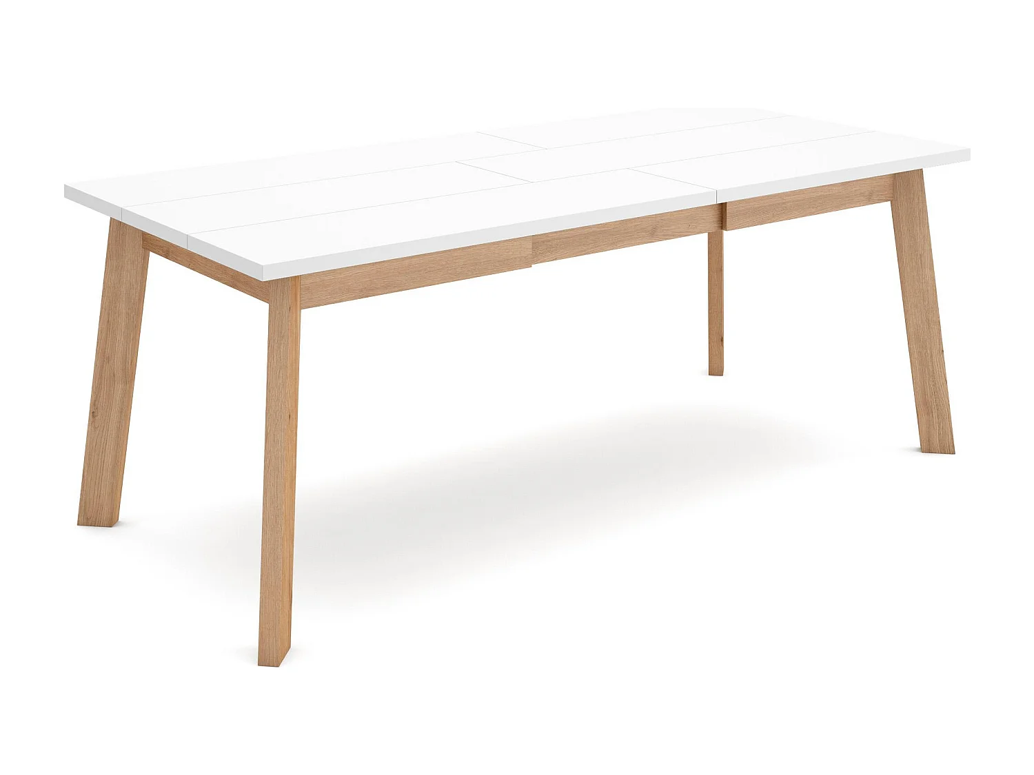 Esszimmertisch , 194x90x75cm, Für 10 Gäste, Hölzerne Beine, Weiß