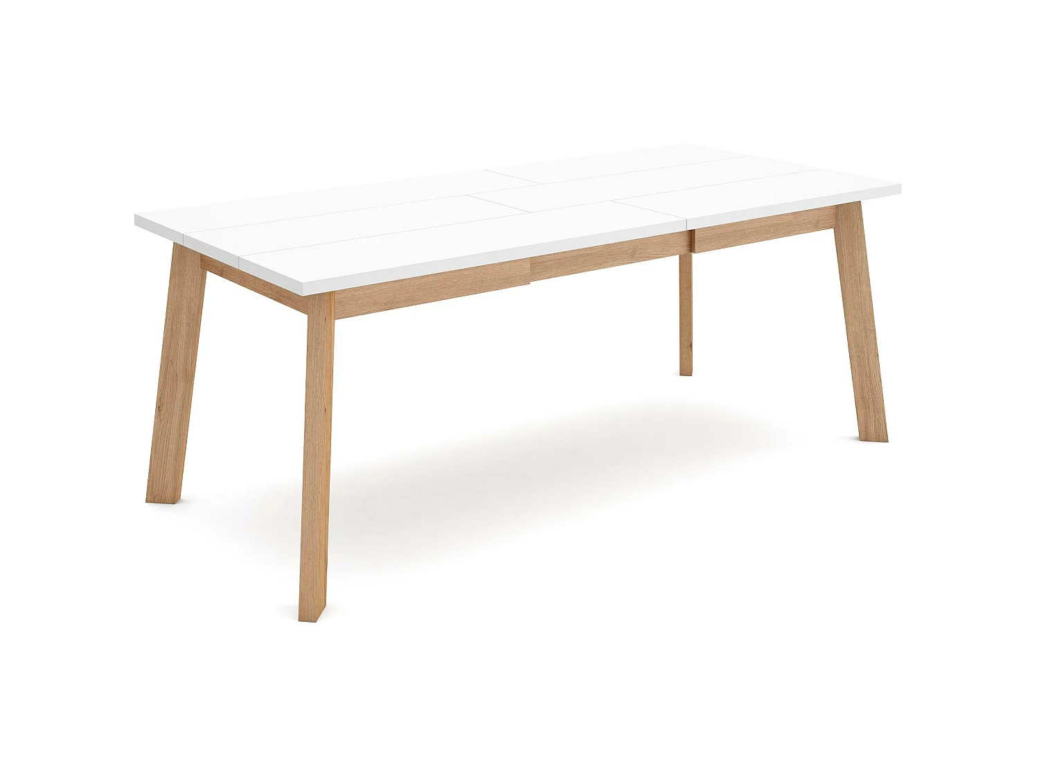 Table à manger, 194x90x75cm, Pour 10 personnes, Pieds en bois, Blanc