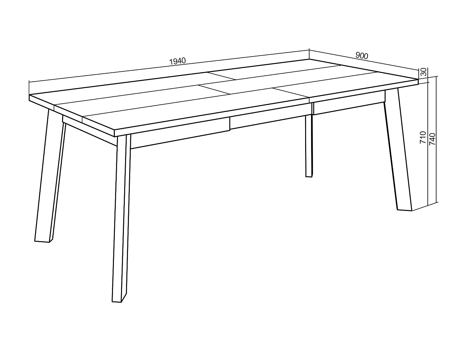 Table à manger, 194x90x75cm, Pour 10 personnes, Pieds en bois, Blanc