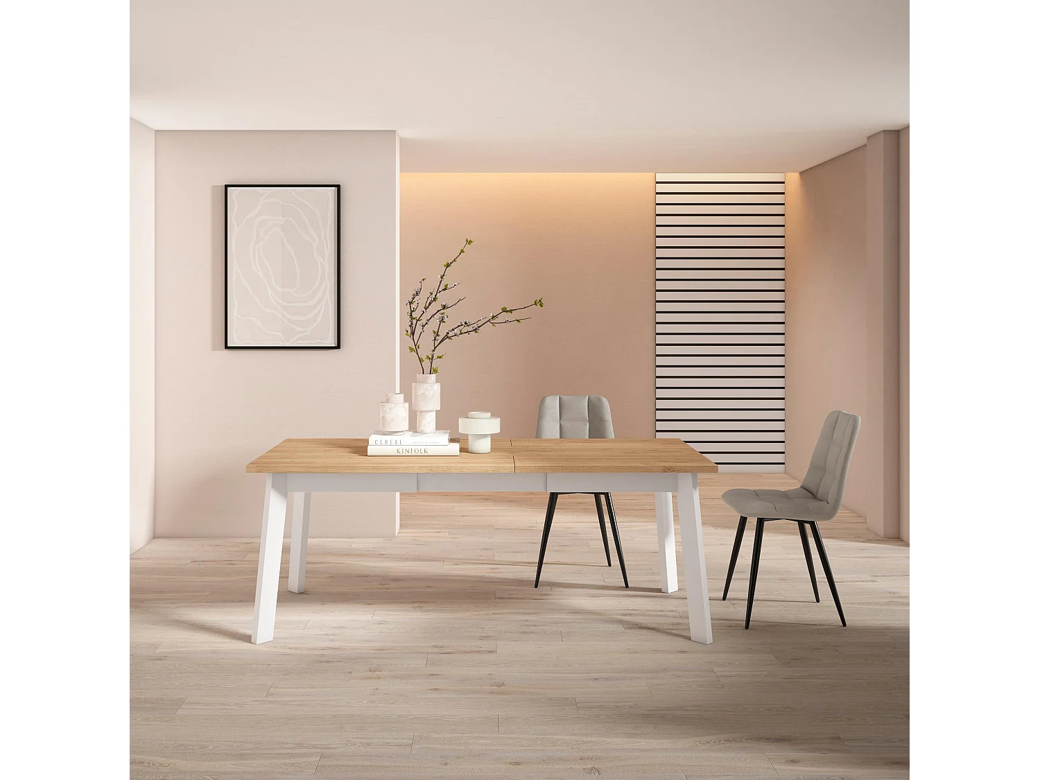 Mesa Comedor, 194x90x75cm, Para 10 Comensales, Patas de madera, Roble
