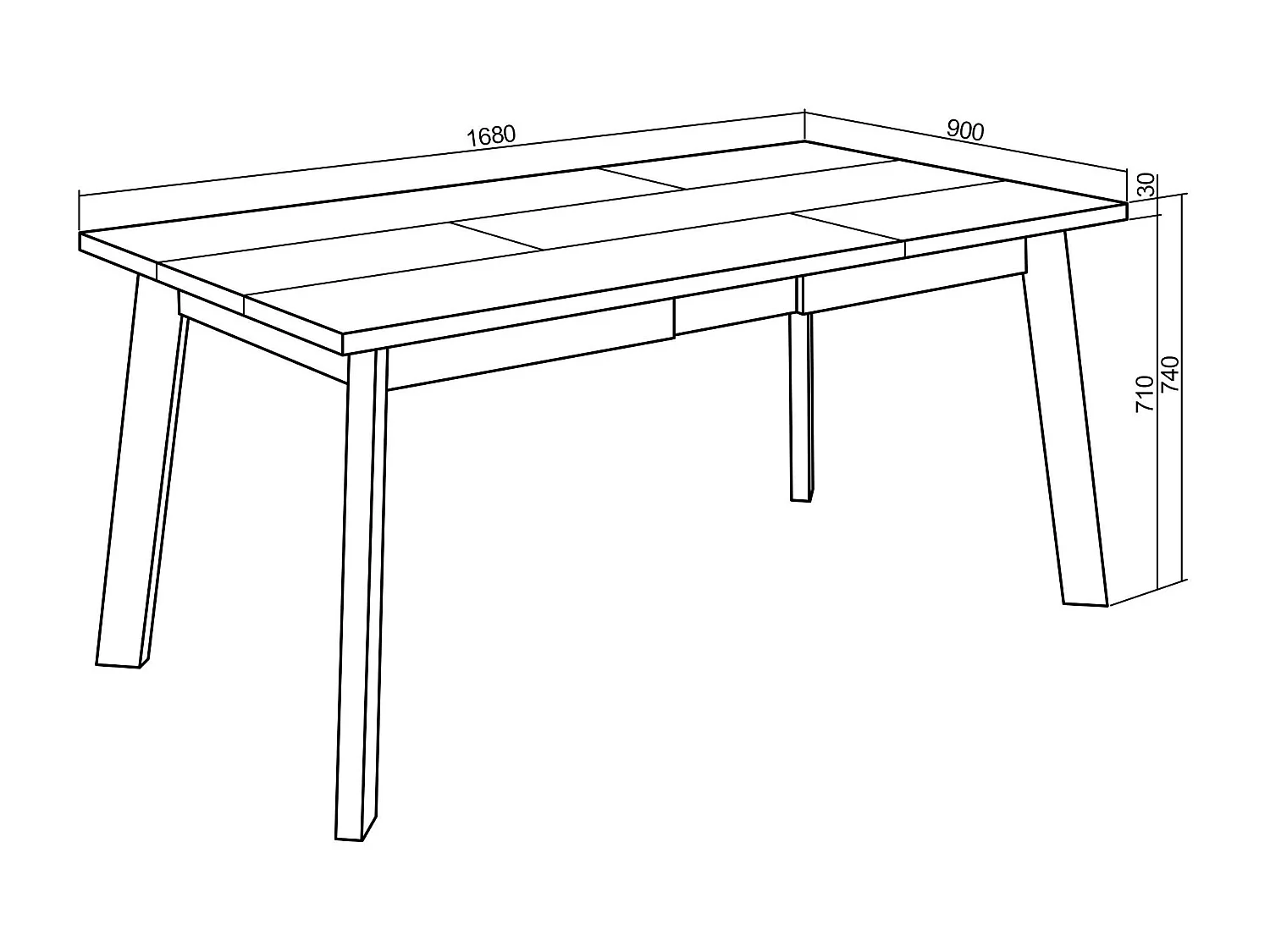 Mesa Sala de Jantar, 167x90x75cm, Para 8 pessoas, Pés de madeira, Preto