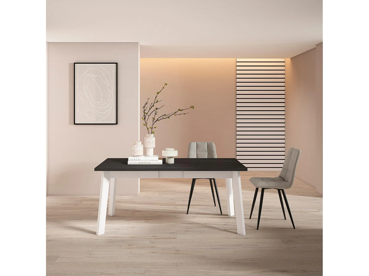 Mesa Sala de Jantar, 167x90x75cm, Para 8 pessoas, Pés de madeira, Preto