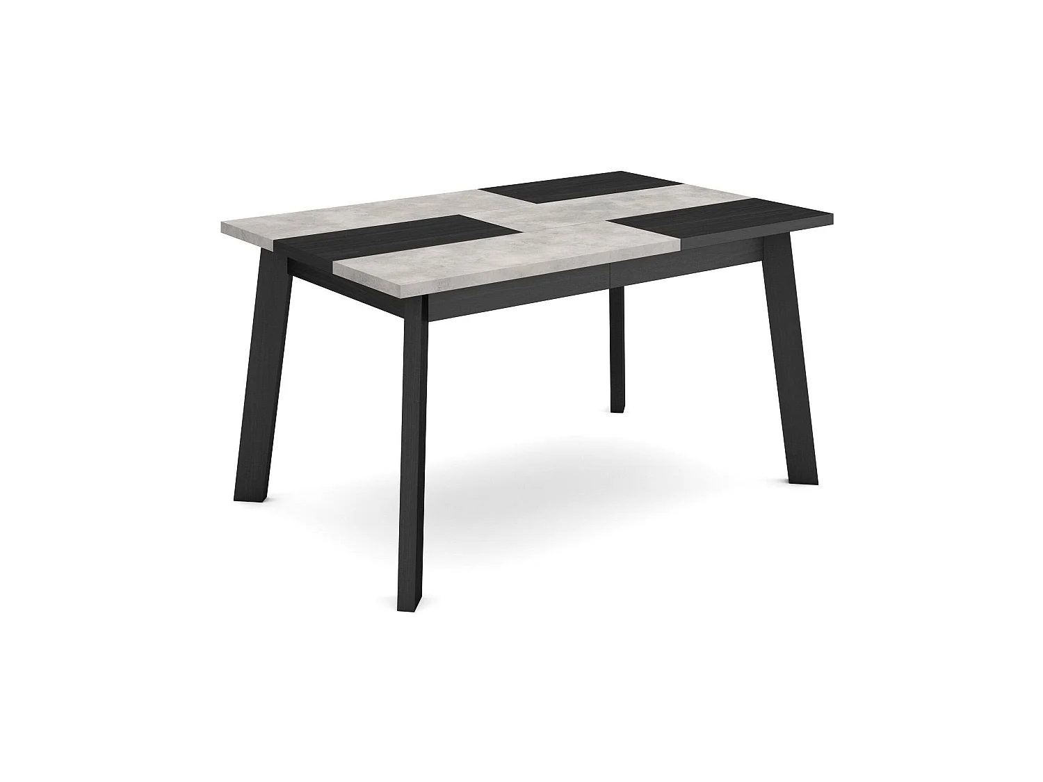 Table à manger, 140x90x75cm, Pour 6 personnes, Pieds en bois, Ciment