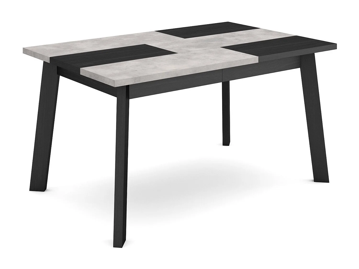 Eettafel, 140x90x75cm, Voor 6 personen, Houten poten, Cement