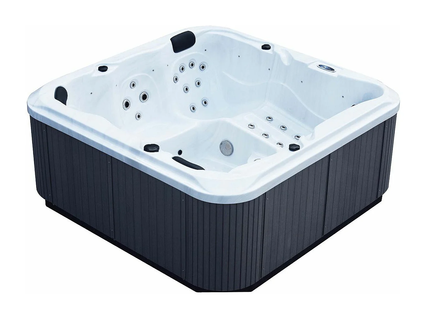 Spa rigide gris et blanc marbré jets et leds Ornella (5 places dont 2 allongées)