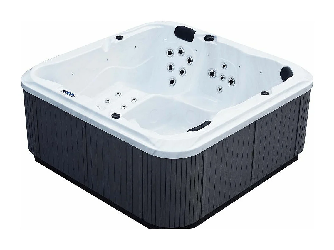 Spa rigide gris et blanc marbré jets et leds Ornella (5 places dont 2 allongées)