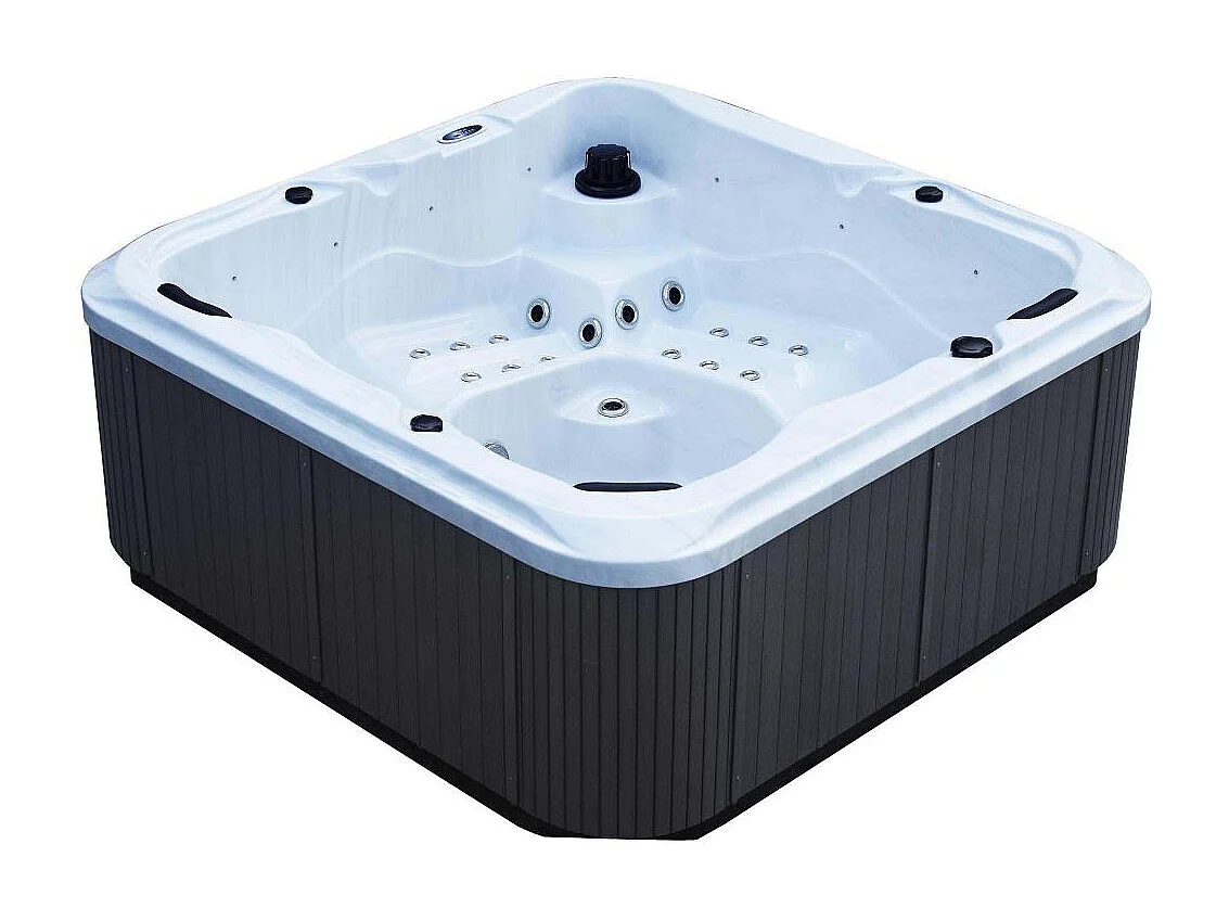 Spa rigide gris et blanc marbré jets et leds Ornella (5 places dont 2 allongées)