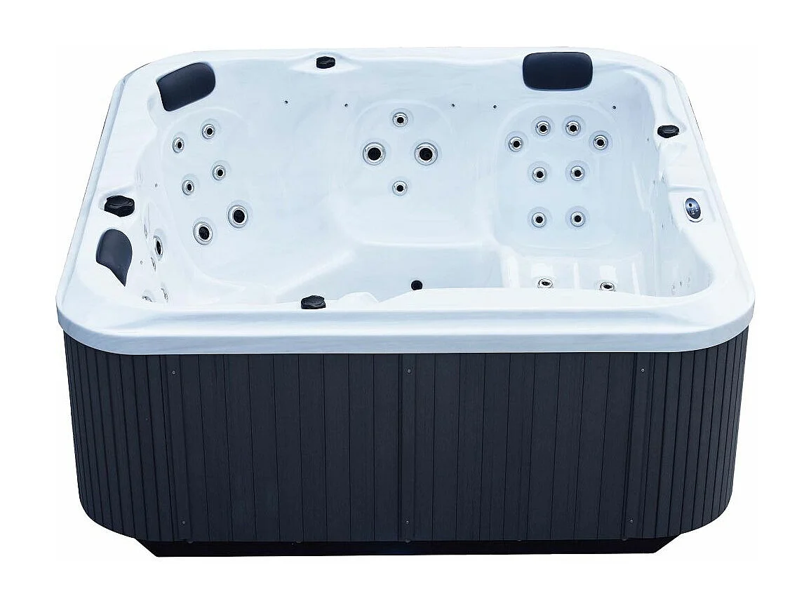 Spa rigide gris et blanc marbré jets et leds Ornella (5 places dont 2 allongées)