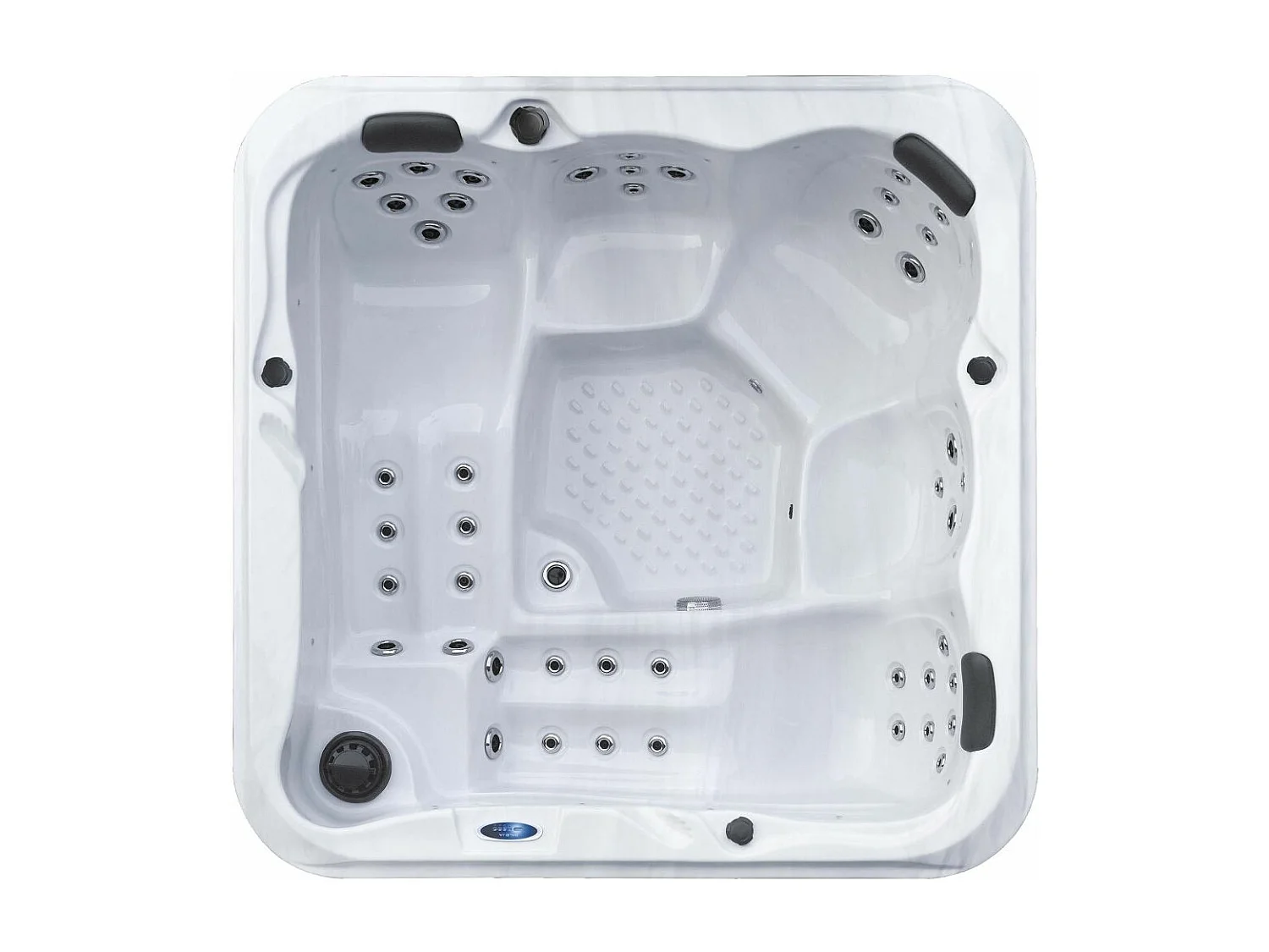 Spa rigide gris et blanc marbré jets et leds Ornella (5 places dont 2 allongées)