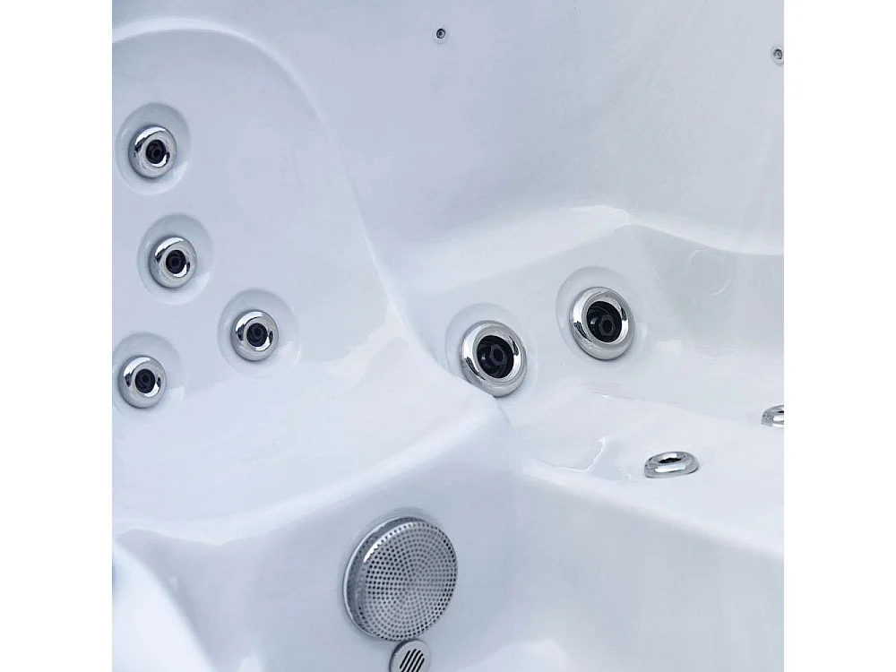 Spa rigide gris et blanc marbré jets et leds Ornella (5 places dont 2 allongées)