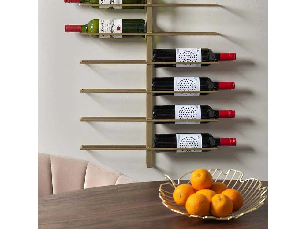 Porte bouteilles mural en métal Dual Doré