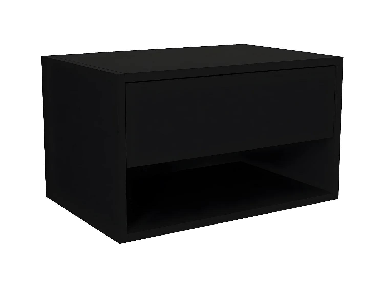 Sæt med 2 væghængte sengeborde - 1 skuffe og 1 hylderum - Sort - RITAMI