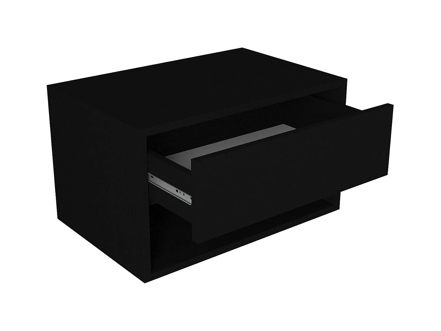 Sæt med 2 væghængte sengeborde - 1 skuffe og 1 hylderum - Sort - RITAMI