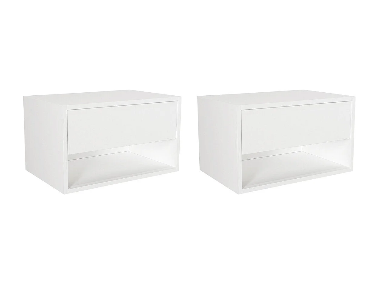 Set van 2 hangend nachtkastjes - 1 lade en 1 nis - Wit - RITAMI