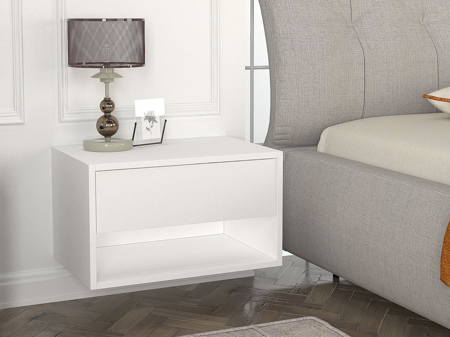 2er-Set Nachttische hängend - 1 Schublade & 1 Ablage - Weiß - RITAMI günstig online kaufen