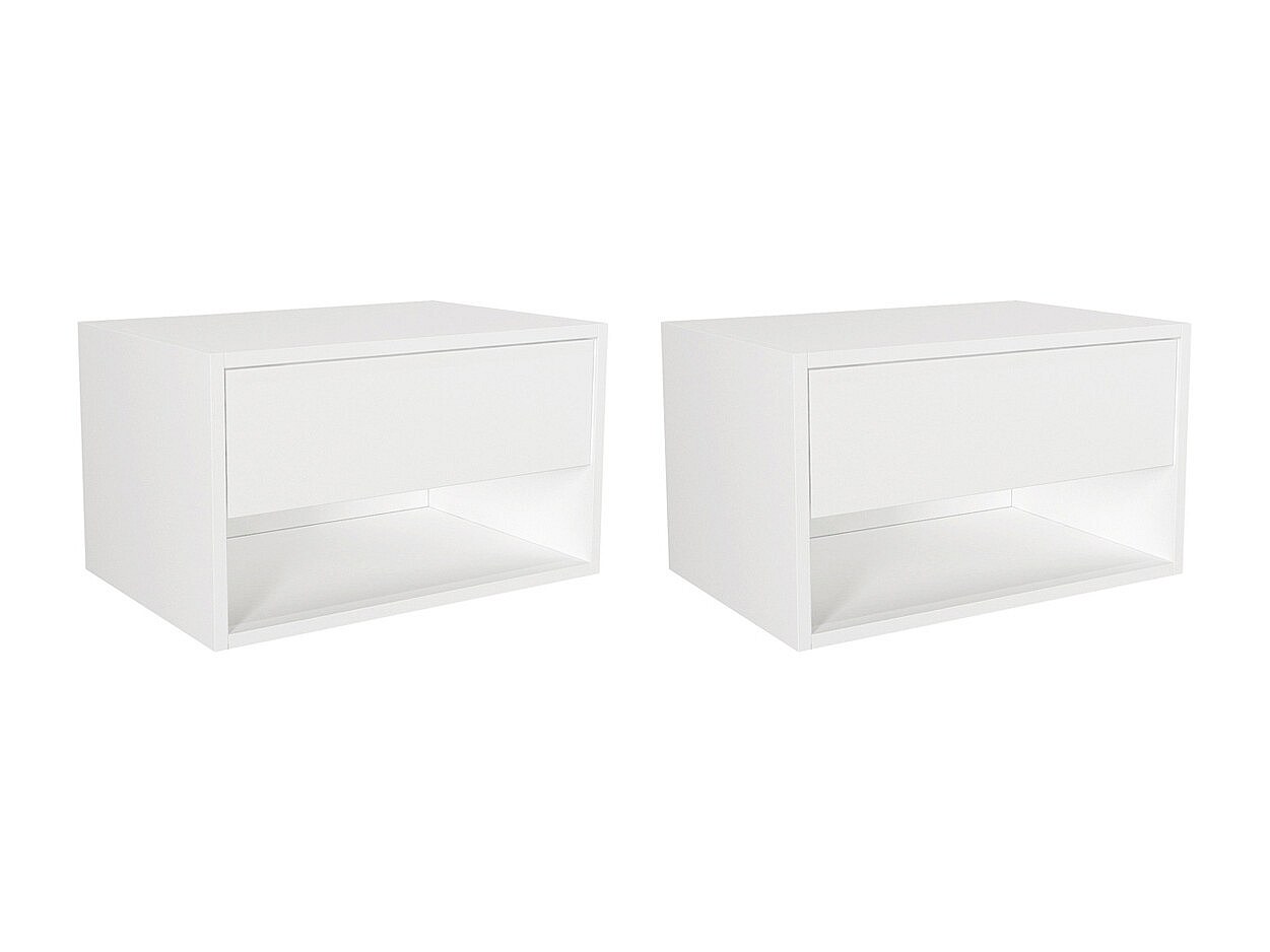 2er-Set Nachttische hängend - 1 Schublade & 1 Ablage - Weiß - RITAMI günstig online kaufen