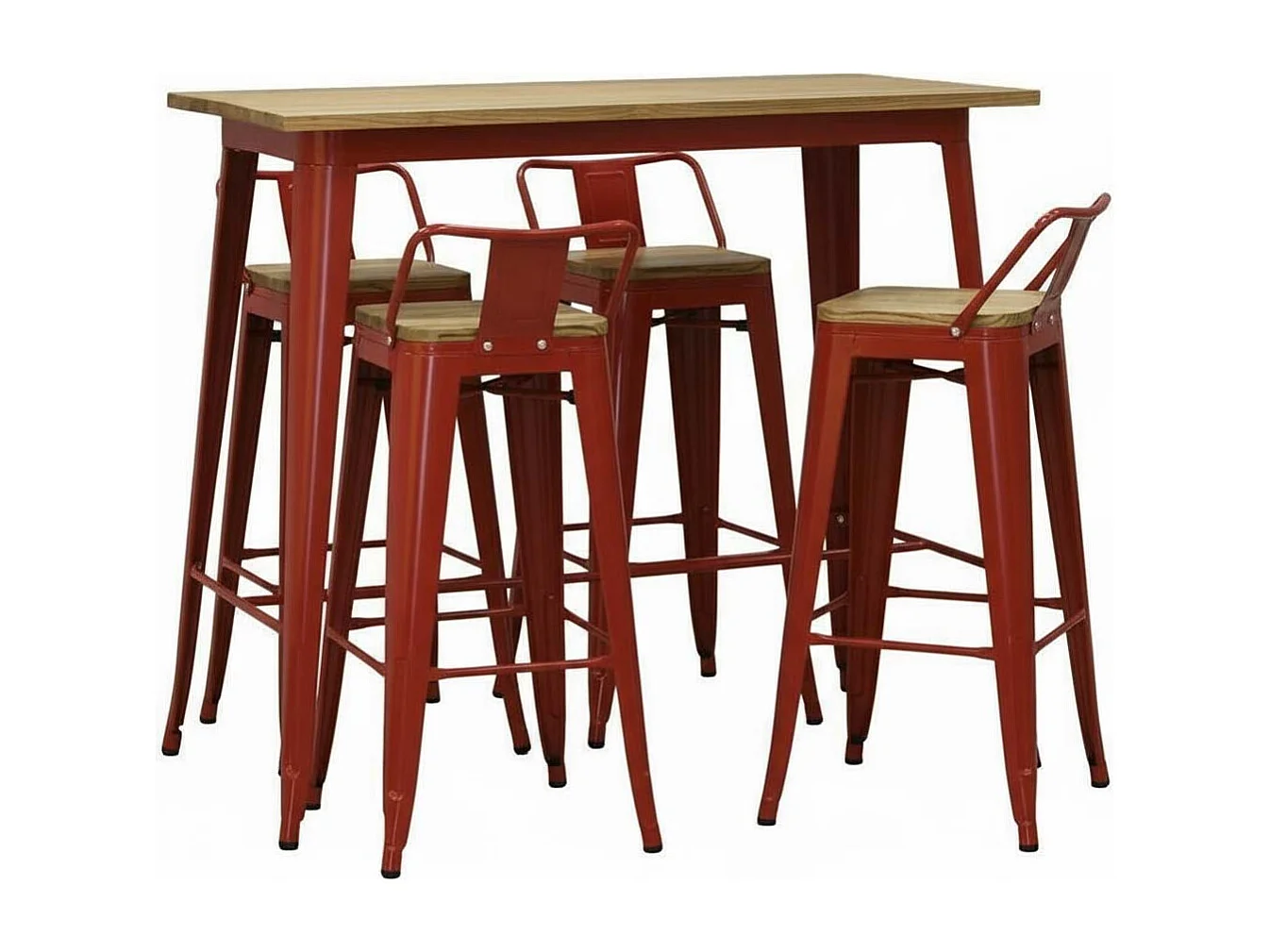 Ensemble table haute et tabourets métal industriel