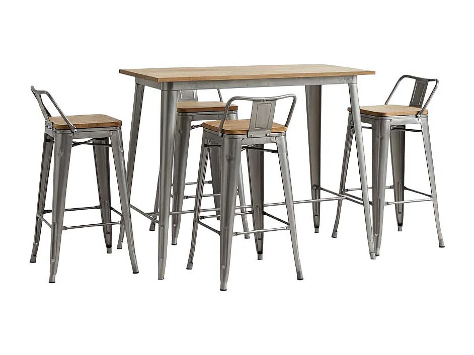 Ensemble table haute et tabourets métal industriel