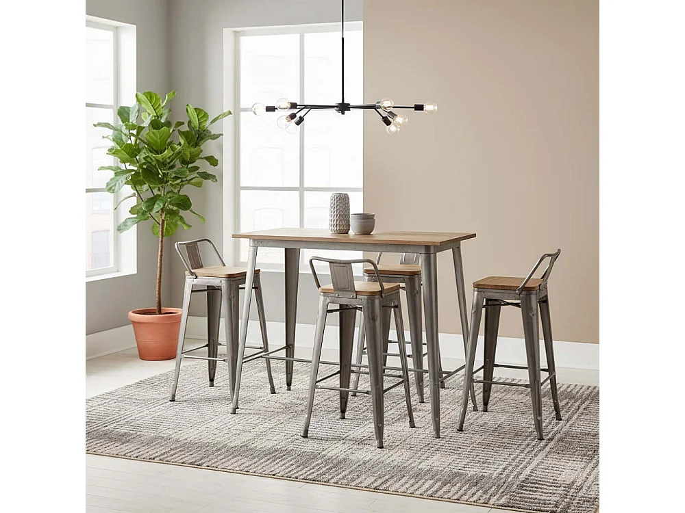 Ensemble table haute et tabourets métal industriel