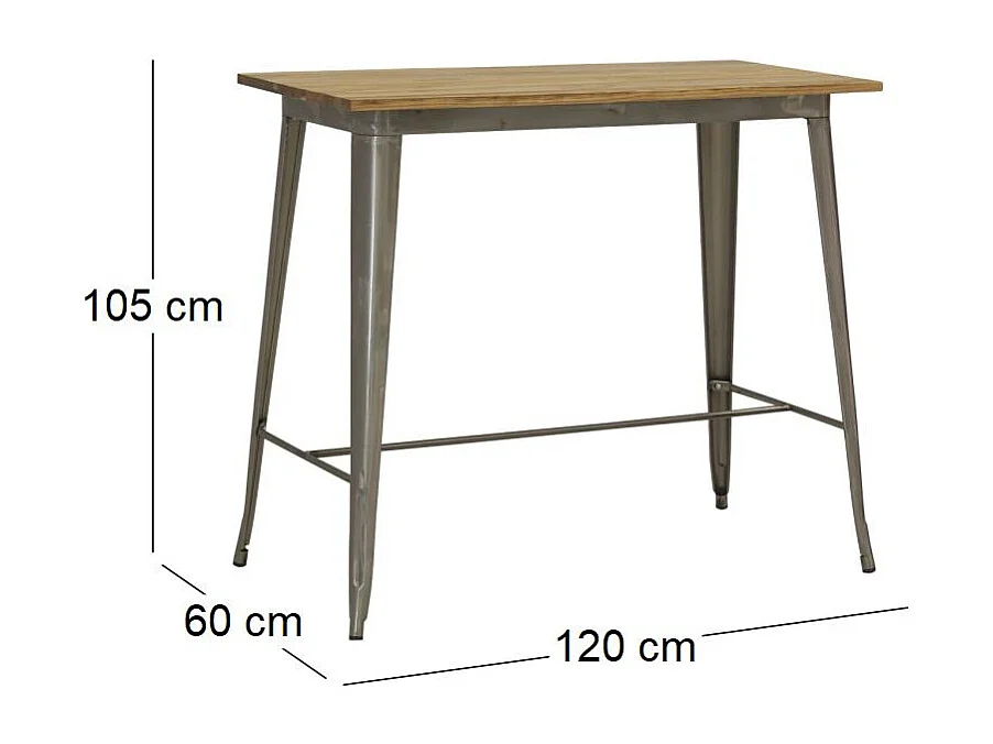 Ensemble table haute et tabourets métal industriel