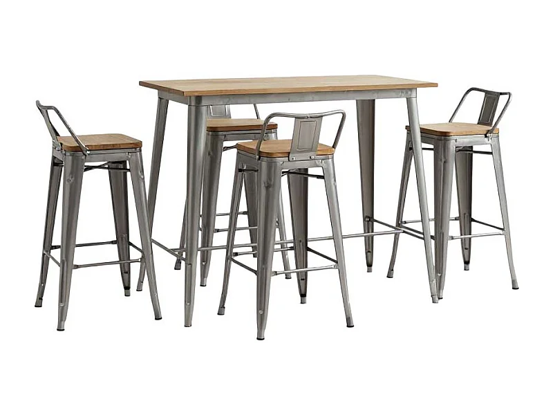 Ensemble table haute et tabourets métal industriel